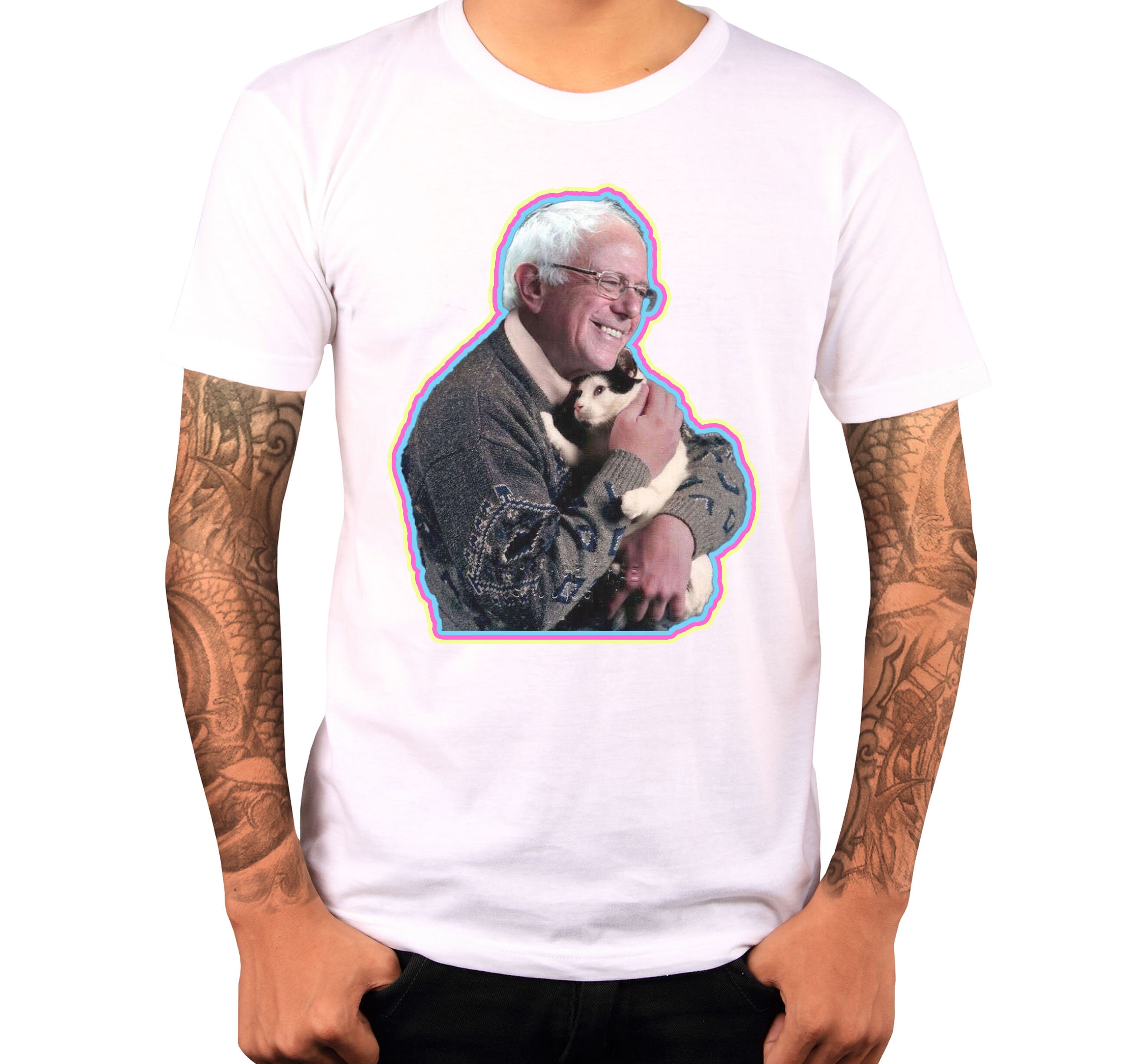 Bernie Sanders T-Shirt - Cuddling Cat 2021 President | Gift Present For Him Her Idea