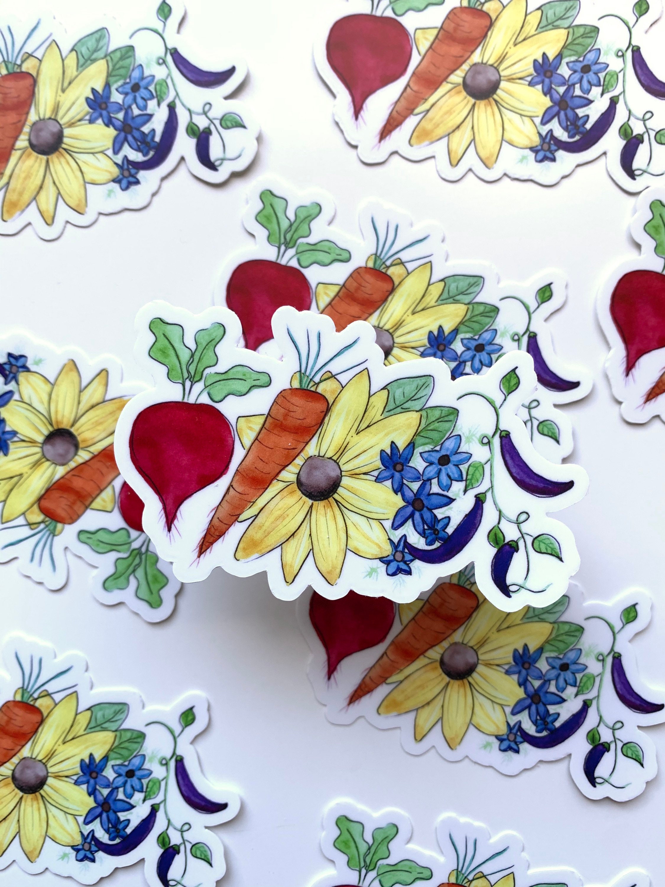 LGBTQ Pride Vegetable Flower Sticker 3 X1 75 Hand Painted Farmer Sticker Gay Pride