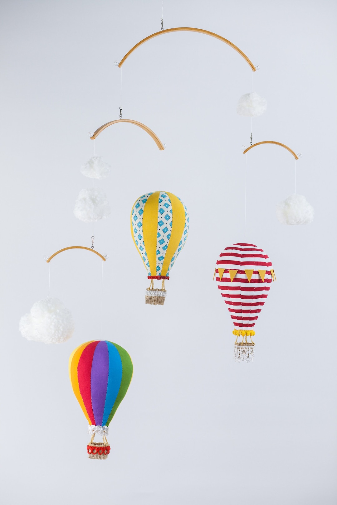 Hot Air Balloon Kinetic Crib Mobile For A Baby Boy Or Girl For Travel Theme Nursery Etsy