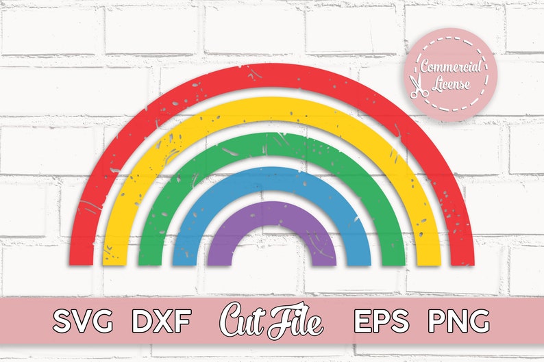 Rainbow SVG 2 Cut Files Of Plain And Distressed Rainbows Etsy