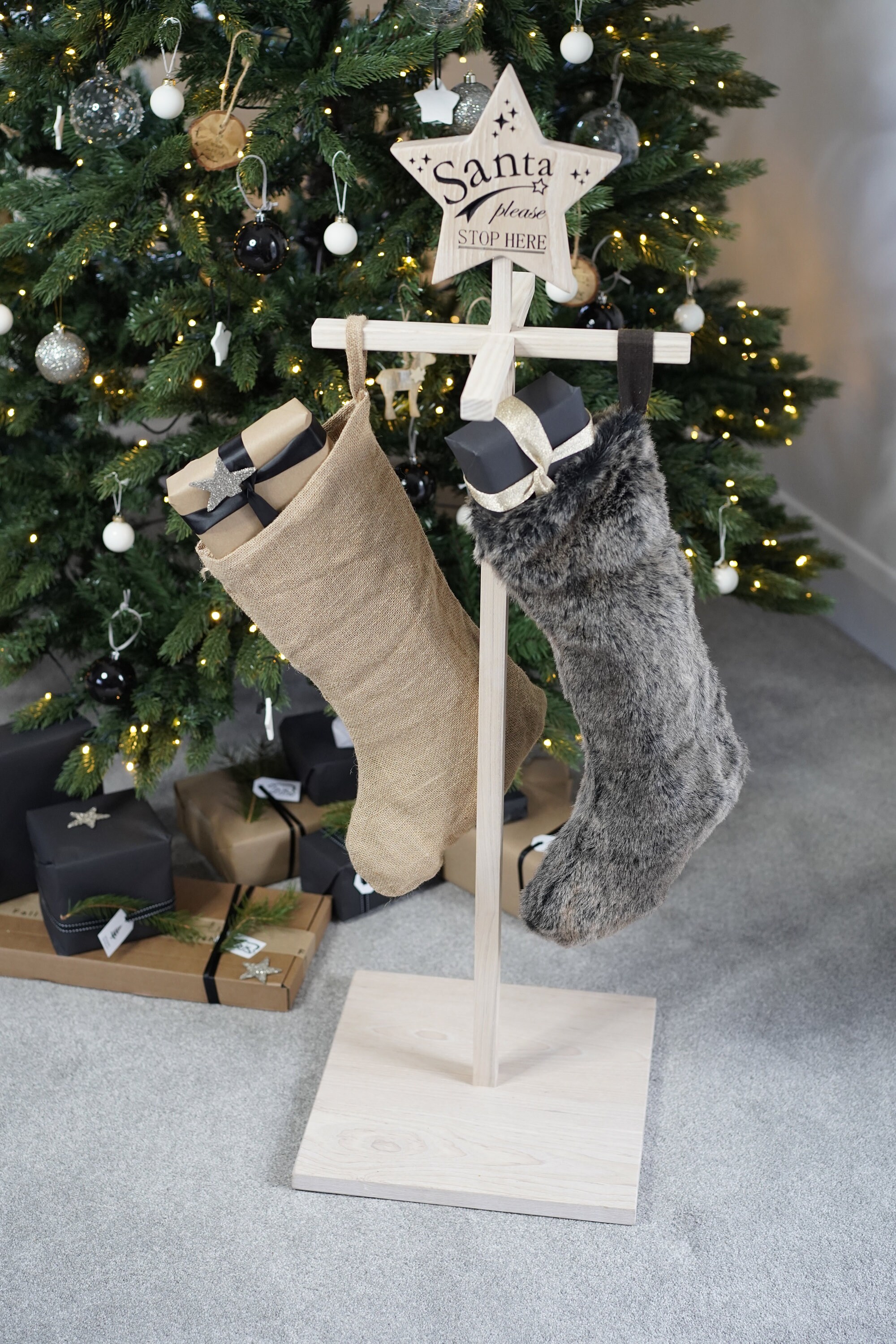 Stocking Holder Handmade Wooden Christmas Stocking Stand Etsy