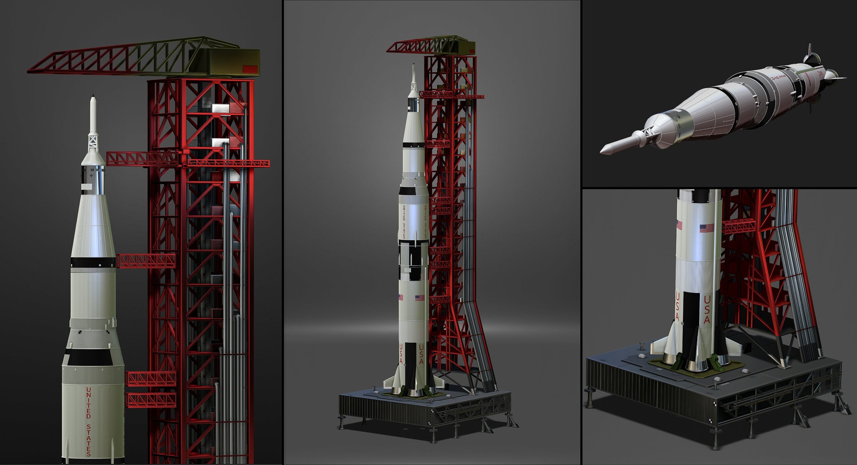 Nasa Saturn V Rocket And Launch Pad Apollo D Model File Stl Etsy