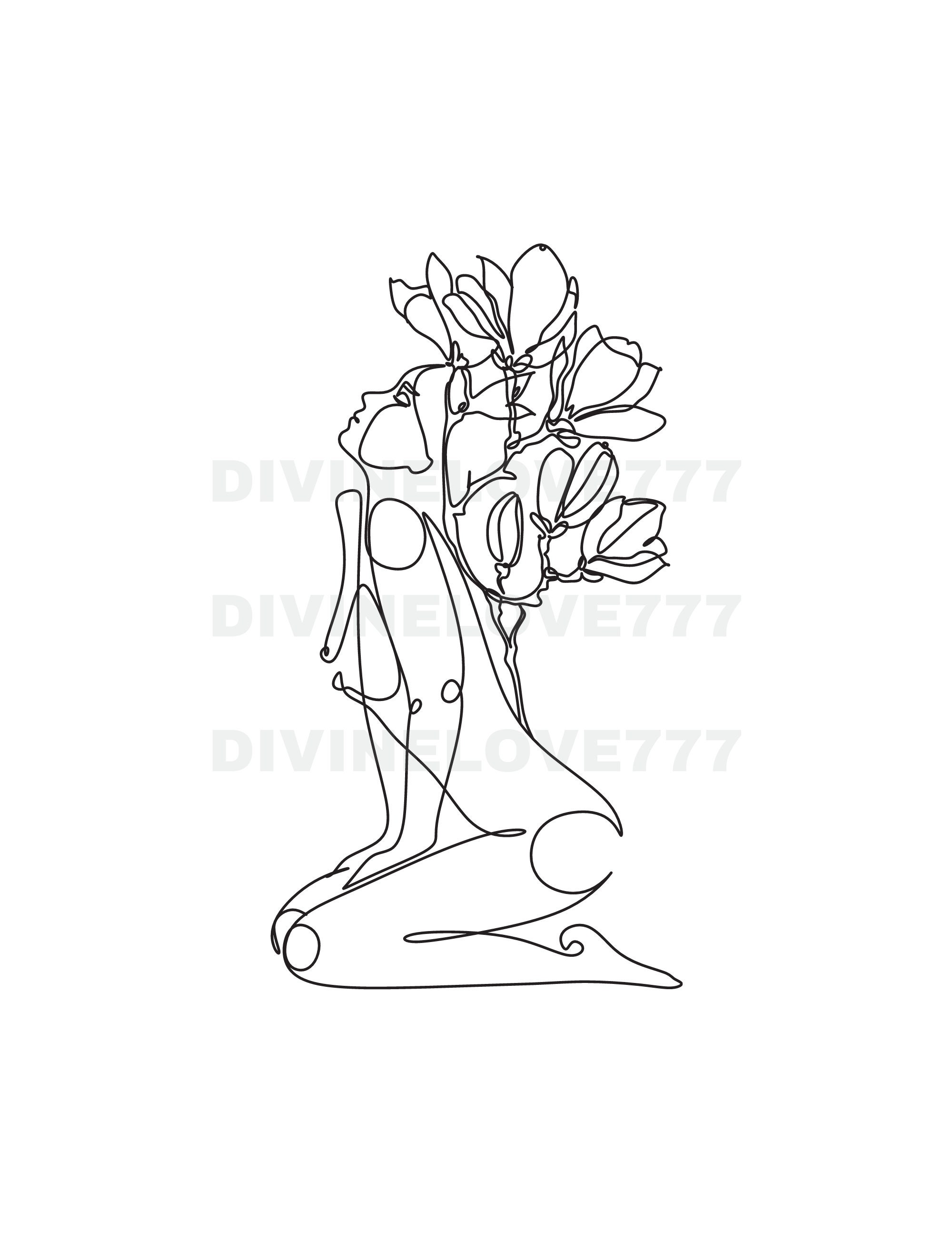 Flower Nude Woman SVG And PNG Bundle Minimalist One Line Art Etsy New Zealand