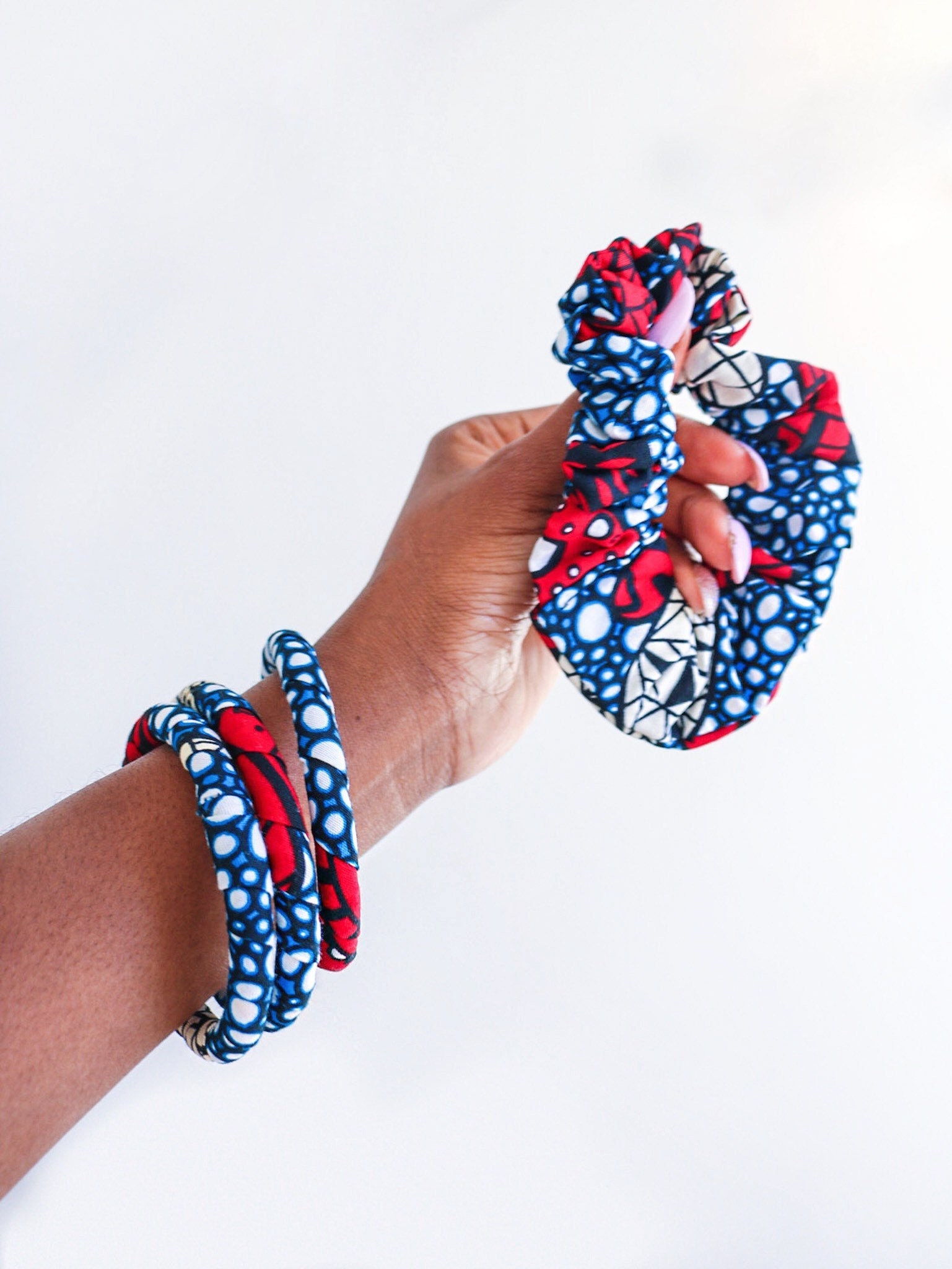 Matching Bracelet & Crunchy Set | Bangles Hairband African Print Bracelets For Her