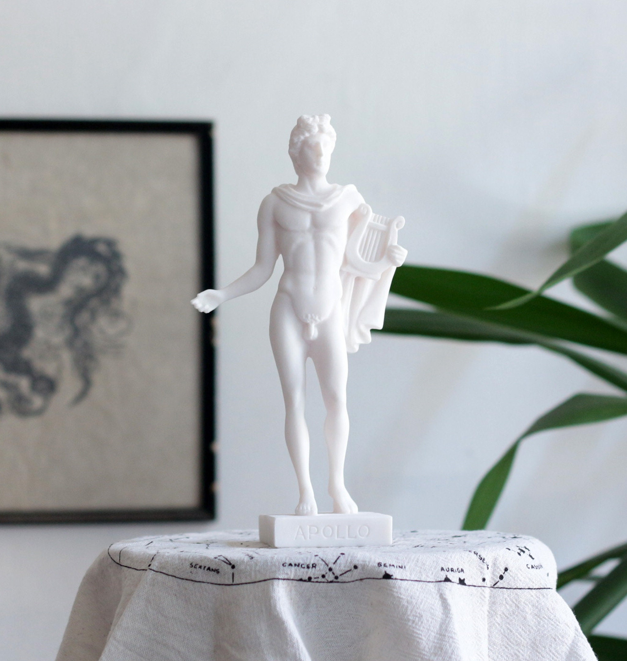Apollo God Statue Ancient Greek Nude Male Marble Figurine Etsy