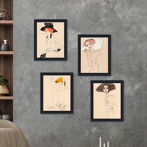 Naked Women Art Egon Schiele Vintage Art Print Funky Feminist Art Set Of Prints Queer Art