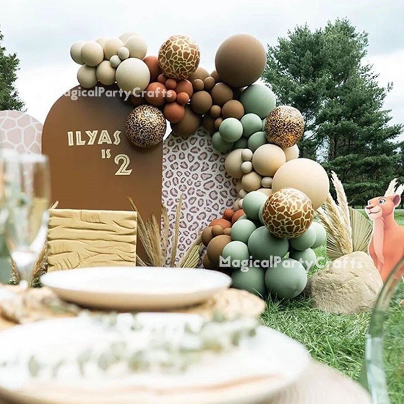 Pcs Forest Nude Balloon Garland Arch Doubled Orange Apricot Coffee Safari Party Wild One