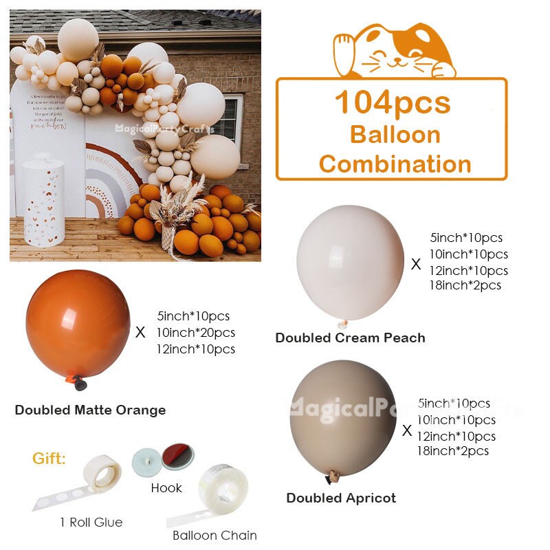 134pcs Retro Orange Balloons Garland Kit Blus Nude Pastel Etsy