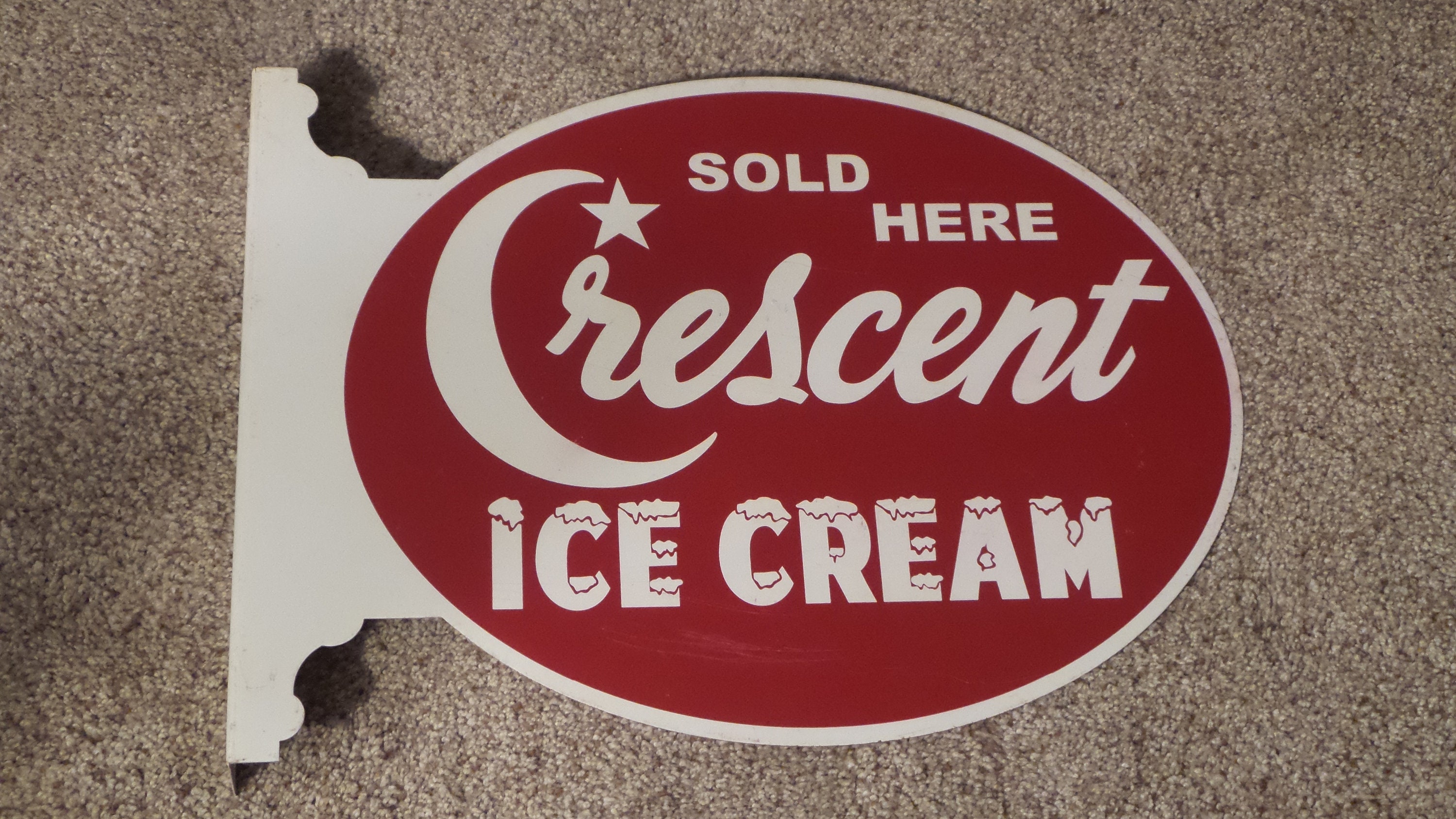 Vintage Crescent Ice Cream Sold Here Flange Sign Rare Old Etsy