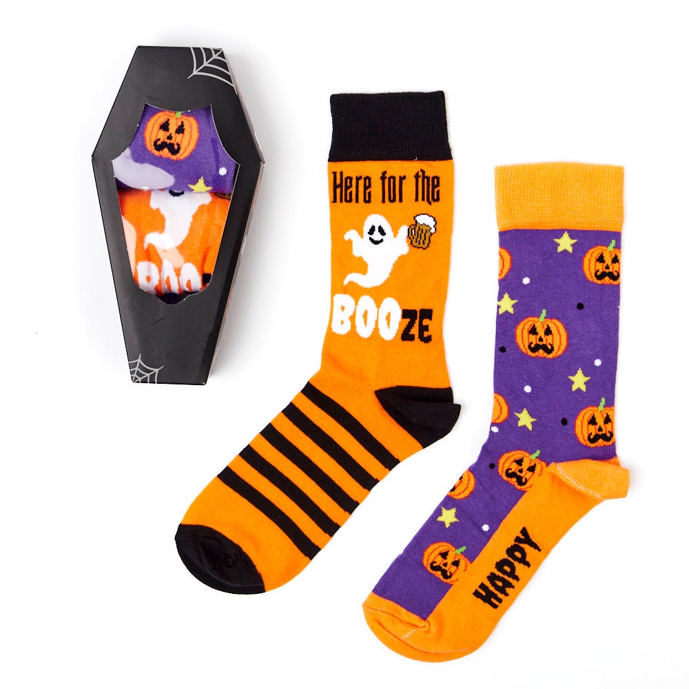 Unisex Halloween Coffin Socks Gift Set | 2 Pairs Cotton Rich Premium Novelty Gifts
