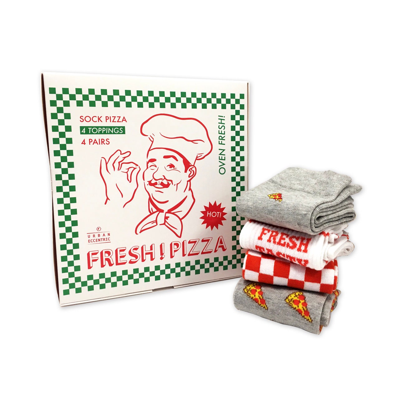 Unisex Pizza Box Socks Gift Set | 4 Pairs Cotton Rich Premium Novelty Gifts