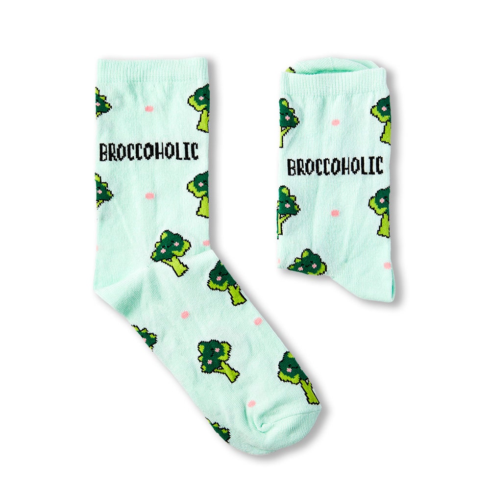 Ladies Broccoholic Socks | Gift 1 Pair Cotton Rich Premium Novelty Gifts