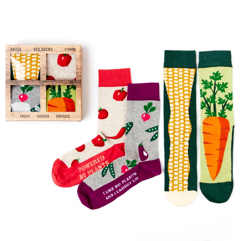 Unisex Veggie Socks Gift Set | 4 Pairs Cotton Rich Premium Novelty Gifts
