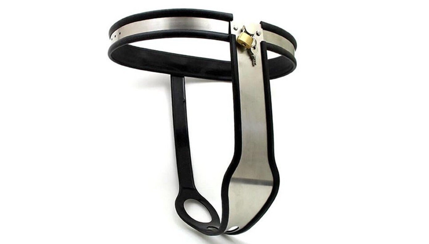 Мужской пояс верности Urethral Play Cage купить со скидкой в секс шопе  Фетиш и BDSM  Пояса верности