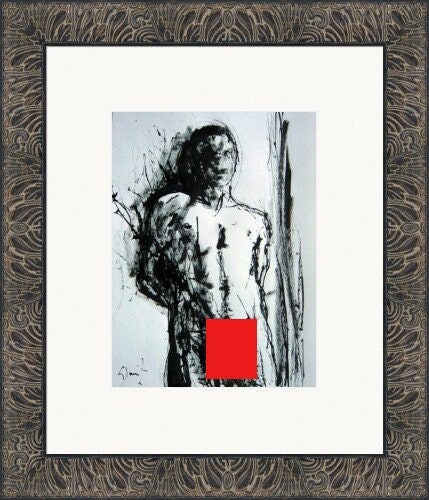 Original Drawing By Gustau Donat No Print Expressionist Drawing Homoerotic Drawing Male Nude