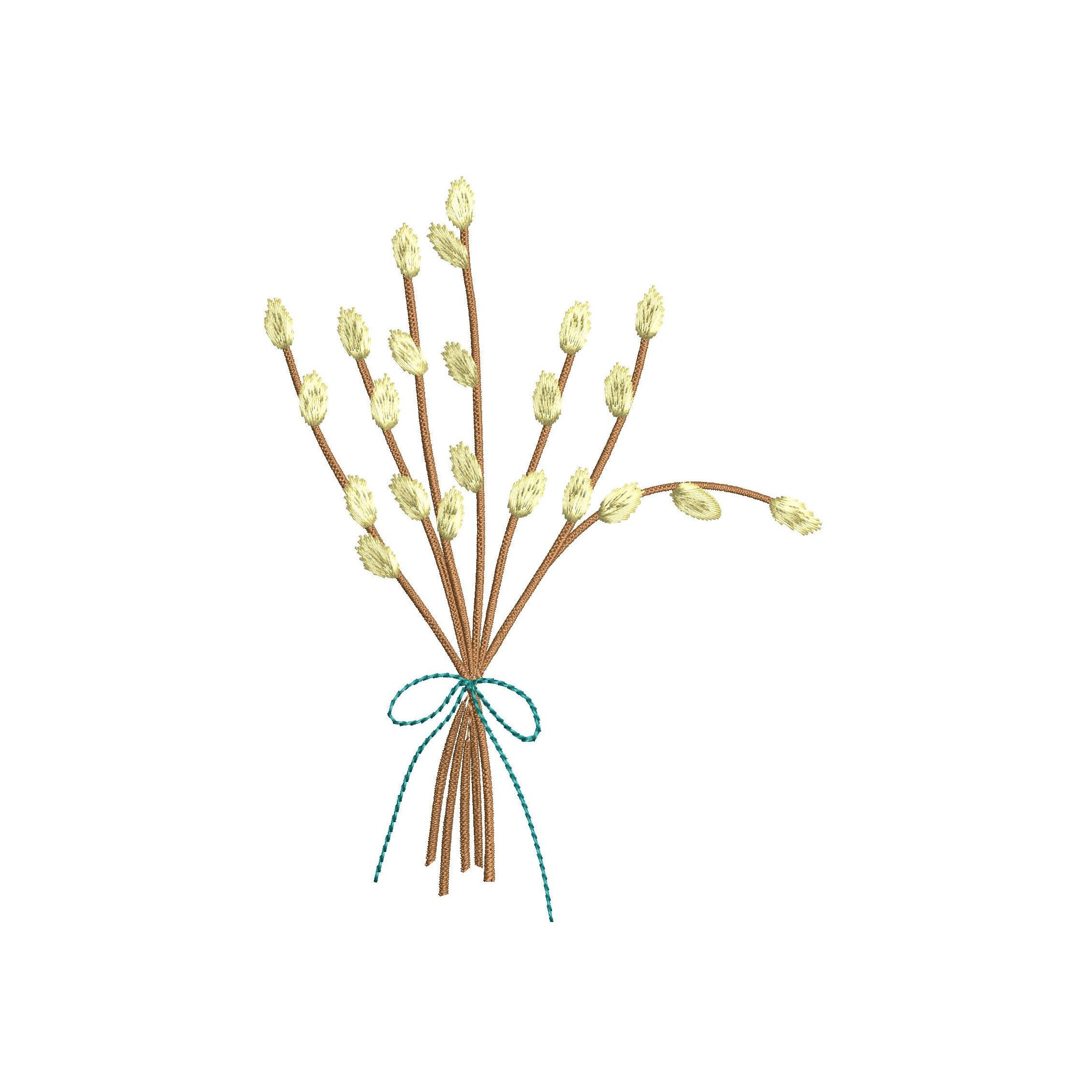 Pussy Willow Twigs Machine Embroidery Design 3 Sizes Etsy