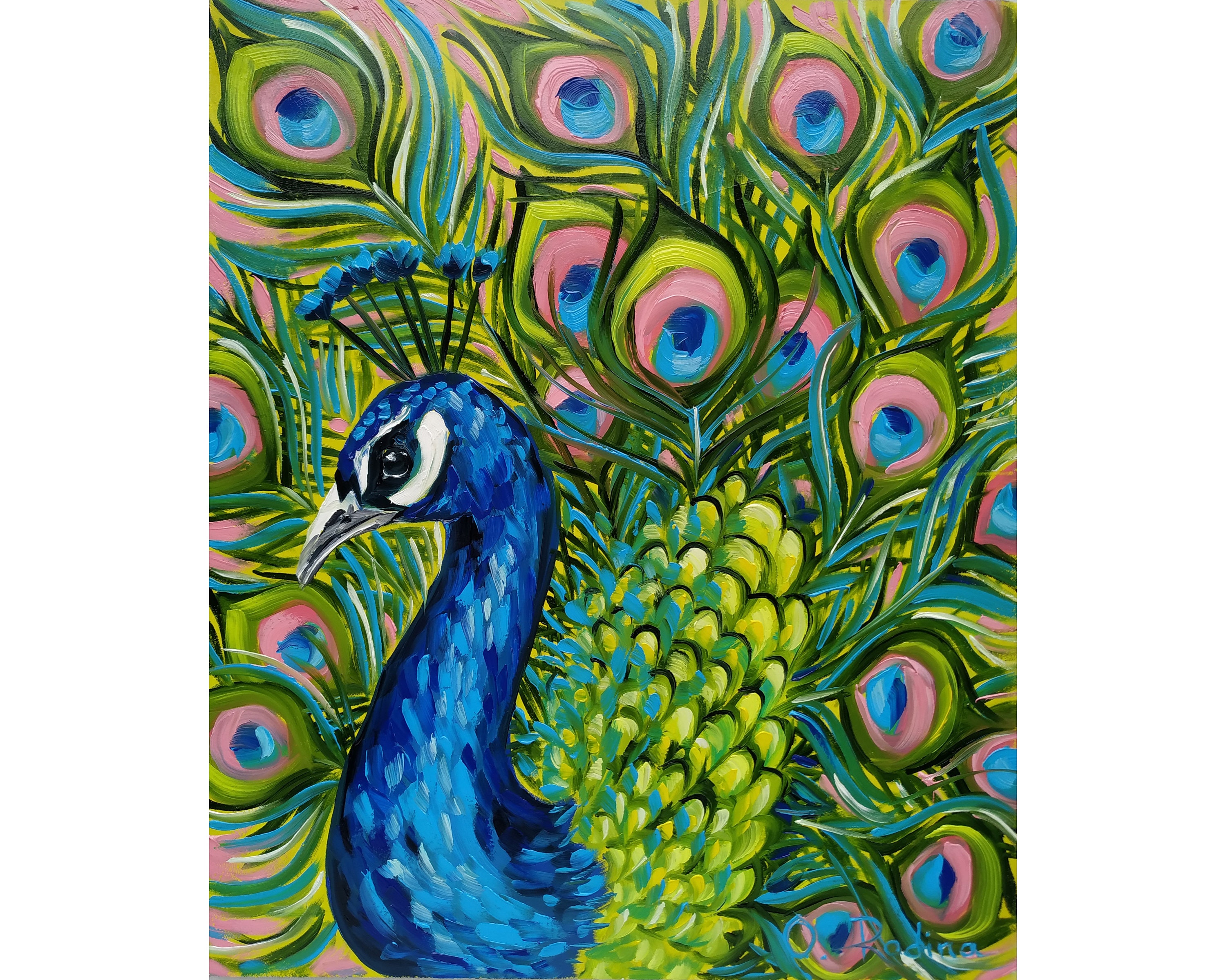 Peacock Original Oil Painting On Canvas Peacock Painting Etsy