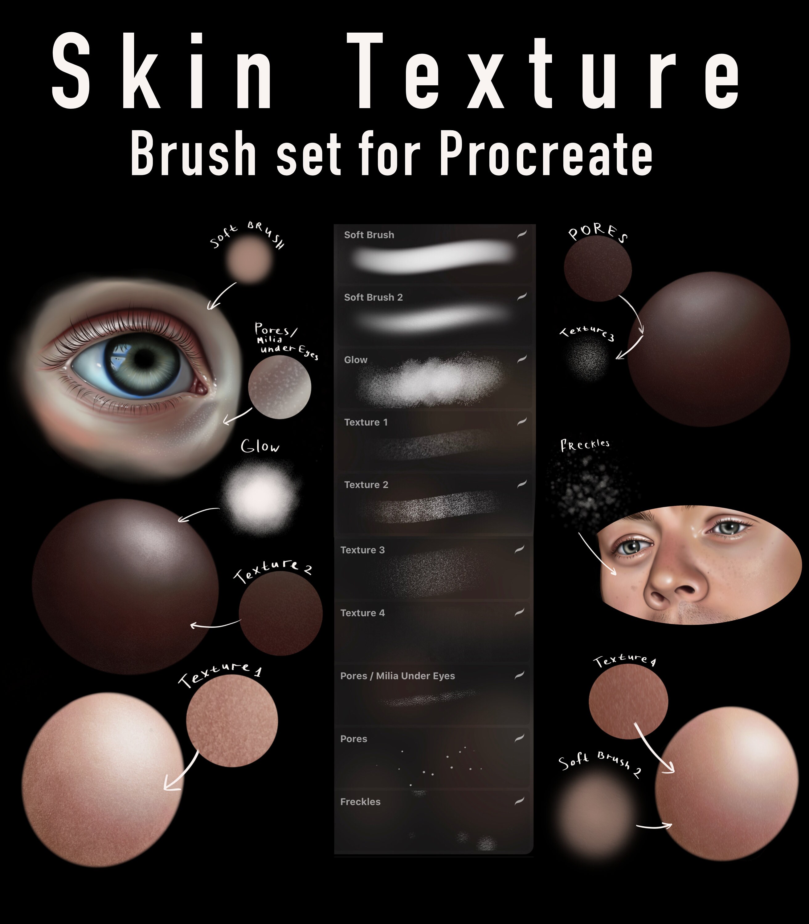 Brush Sets For Procreate App Brush Set For Portrait Skin Etsy