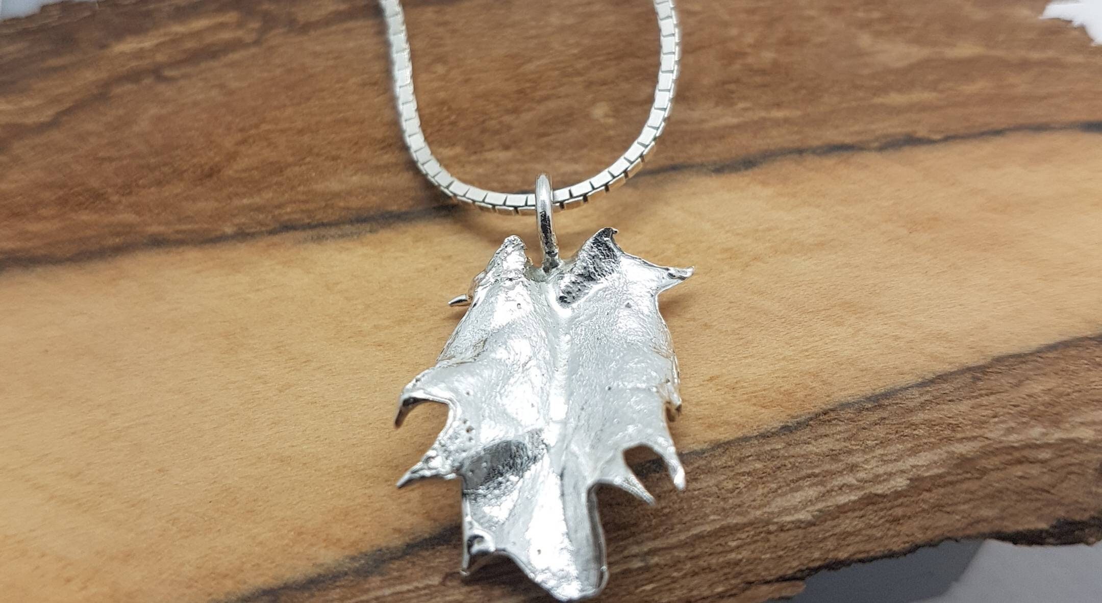 Silver Holly Leaf Pendant, Real in Silver, Handmade The Uk, Recycled Postal Gift, Gift Fir Plant Lover