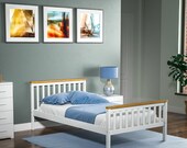 Milan 3ft Single White Pine Bed Frame Headboard High Foot End Vertical Slats Bedroom Furniture