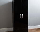 Hulio 2 Tr Kleiderschrank High Gloss schwarz Schlafzimmer Mbel Holz Lagerung Modern