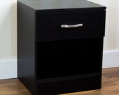 Riano Bedside Cabinet Chest Of Drawers Black 1 Drawer Metal Handles Runners
