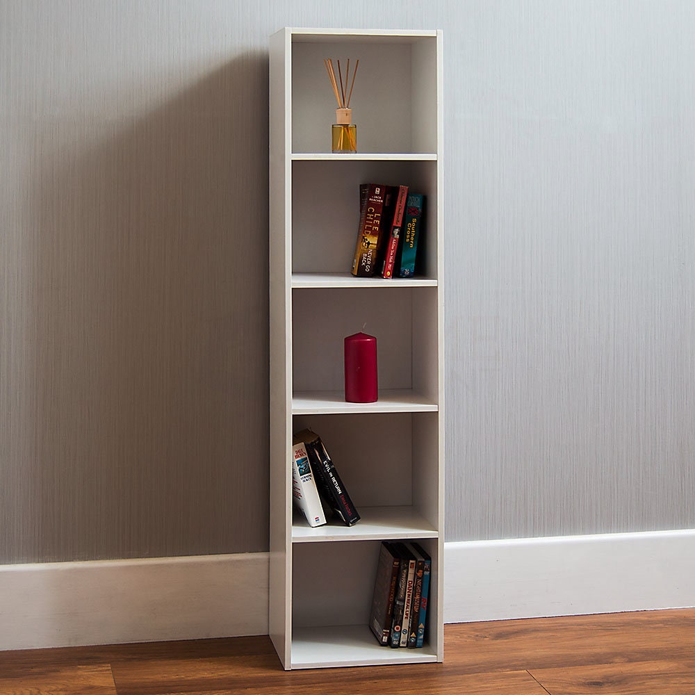 Oxford 5 Tier Cube Bookcase Display Shelving Storage Unit Wooden Stand White