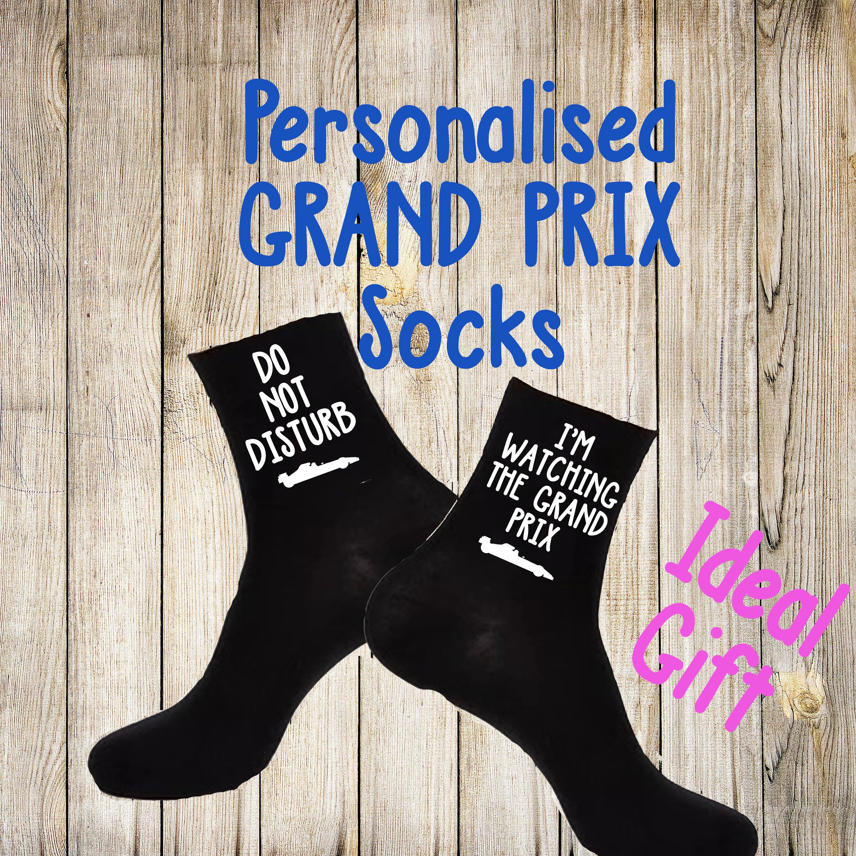 Personalised Cotton Grand Prix Socks, Novelty Gift Idea, Custom Designed, Fathers Day, For Him, Formula One, F
