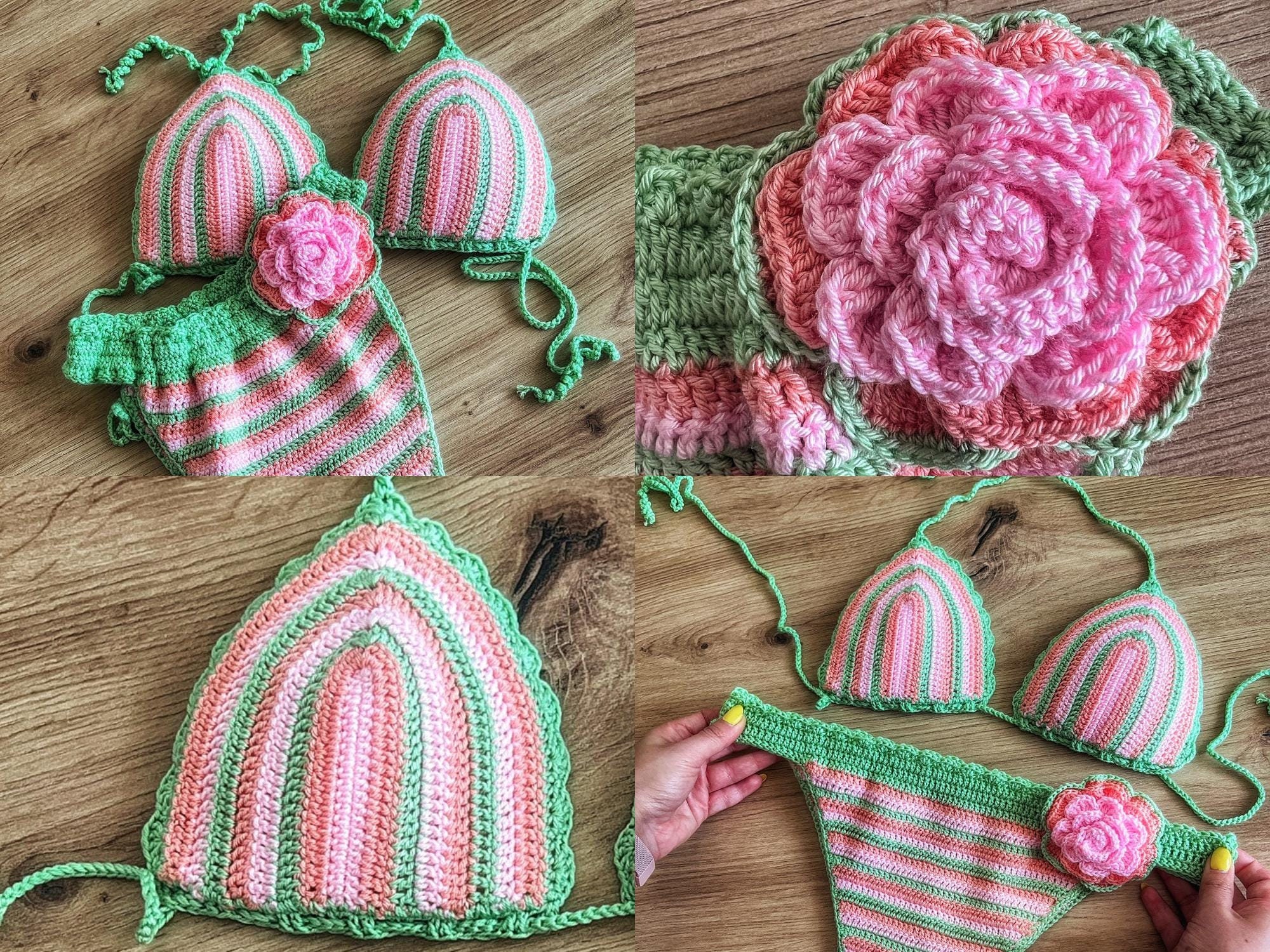 Colourful Crochet Bikini Set Crochet Swim Suit Bohemian Bikini