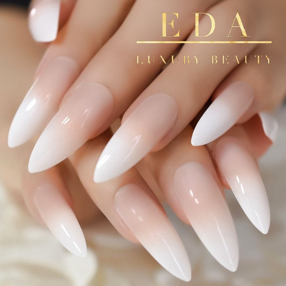 Eda Luxury Beauty Natural Nude Pink White Ombre French Press Etsy