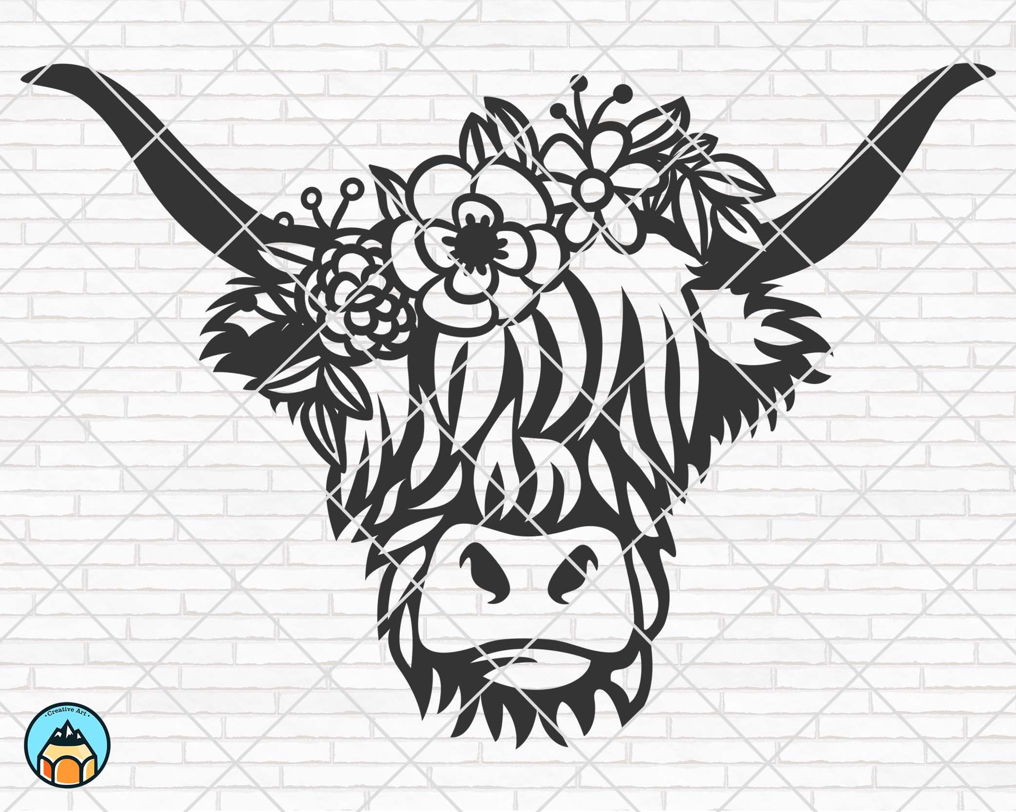 Highland Cow Svg Cow Svg Heifer Svg Floral Crown Cow With Etsy Norway