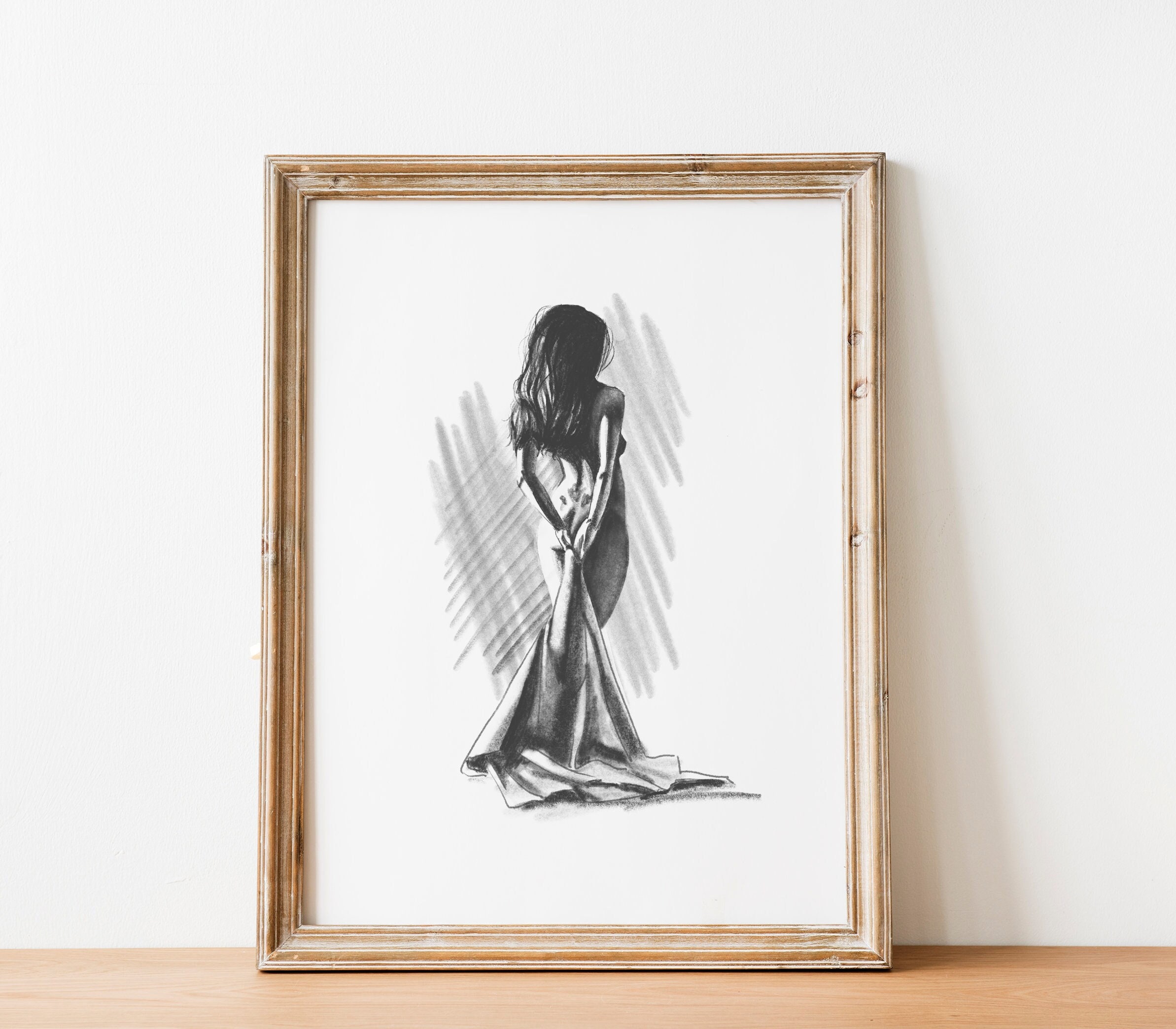 Naked Women Pencil Drawing Etsy