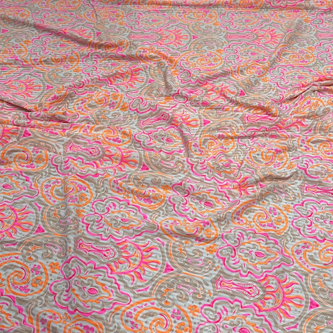4 Way Stretch Print Nylon Spandex Fabric By The Yard Tricot Swim Wear Bikini Active Wear Paisley