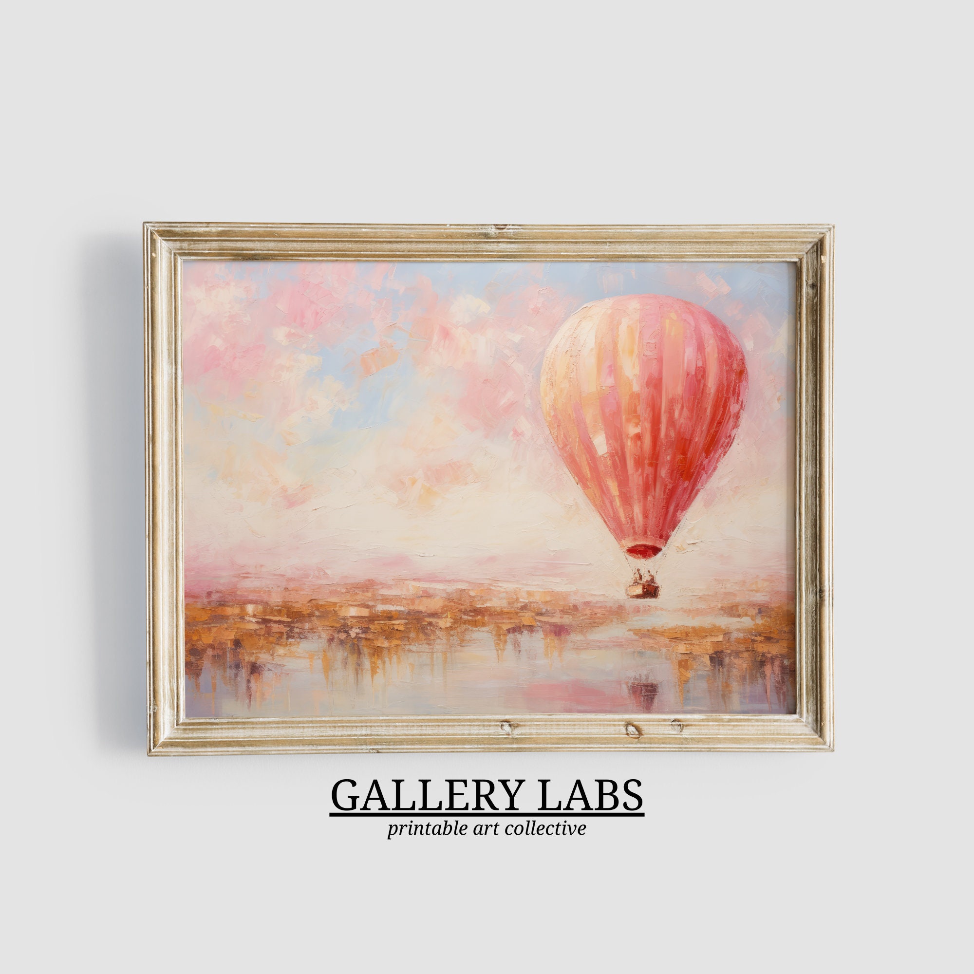 Hot Air Balloon Nursery Print PRINTABLE Pink Aesthetics PRINTABLE Wall Art Travel Nursery Decor