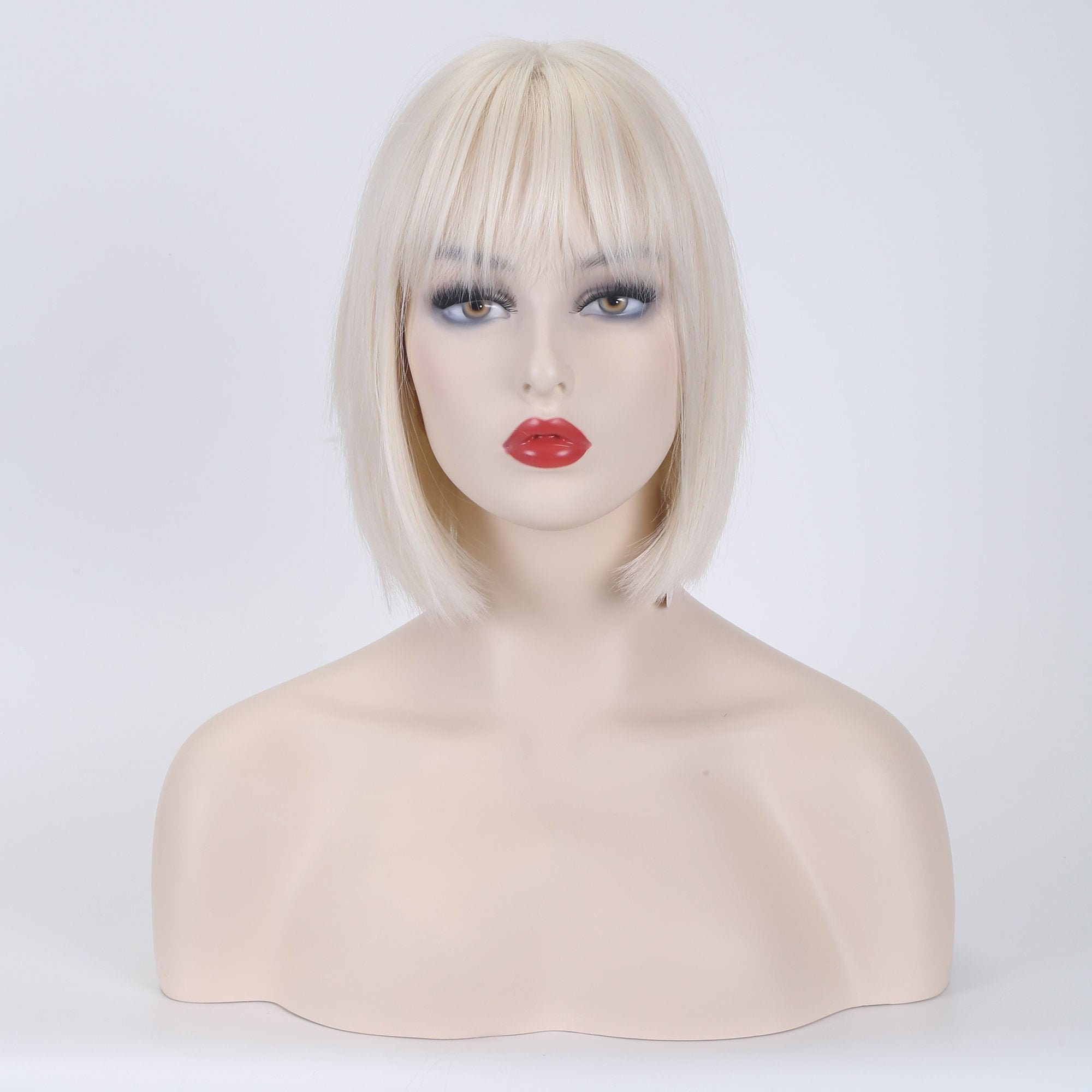 Short Blonde Bob Wig With Bangs Short Cool Blonde Bob Blonde Etsy