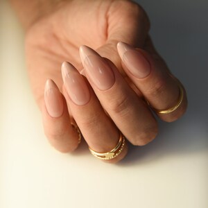 CLEAN GIRL Aesthetic Reusable Press On Nails Beige Nude Royal Delicate French Long Medium