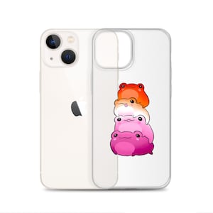 Cute Lesbian Flag Color Frog Iphone Case Subtle Lgbtq Sapphic Pride Aesthetic Transparent Clear