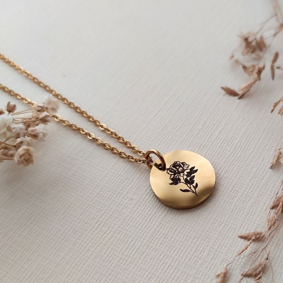 Rose Disc Necklace