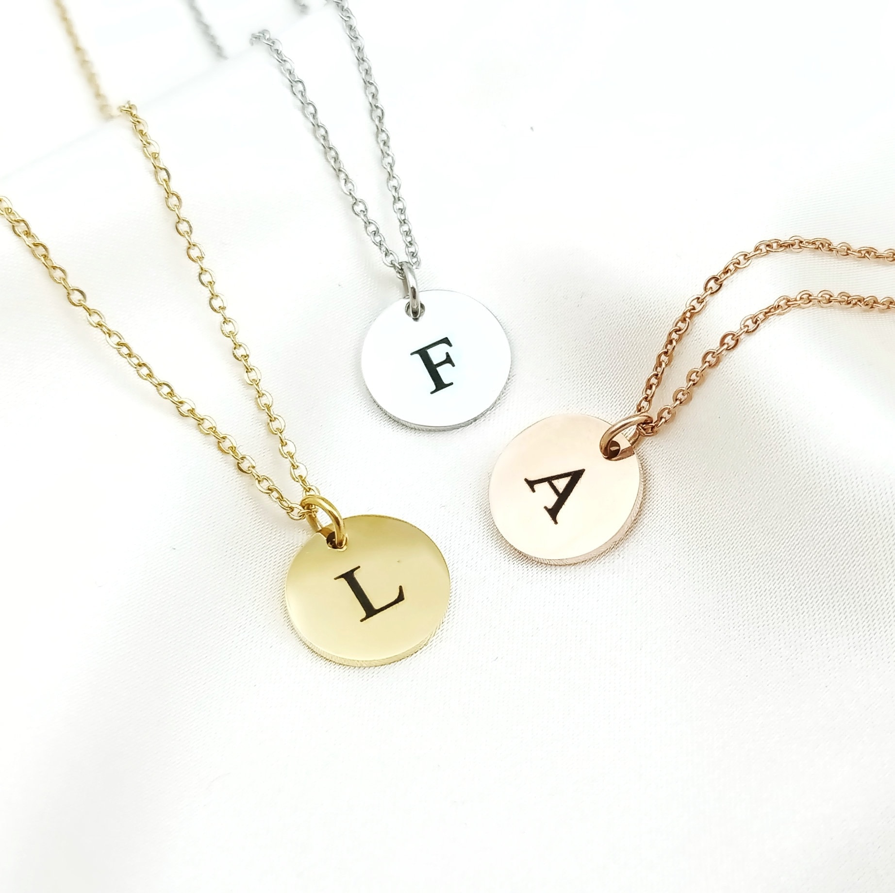 Initial Necklace, Personalised Disc Jewellery, Gifts For Mum, Necklace Family