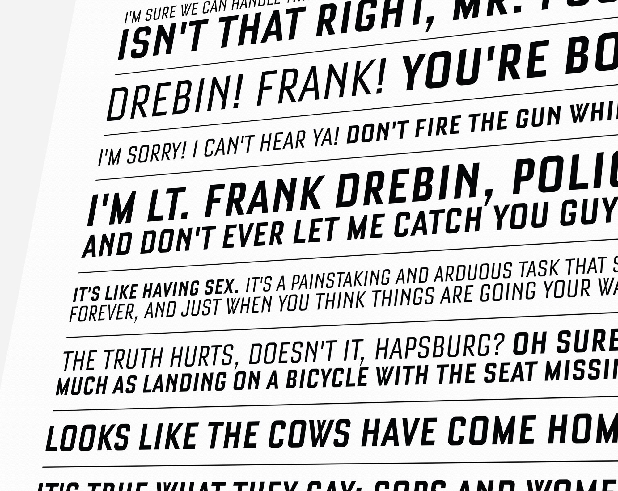 The Naked Gun Quotes Frank Drebbin Movie Man Cave Poster Etsy