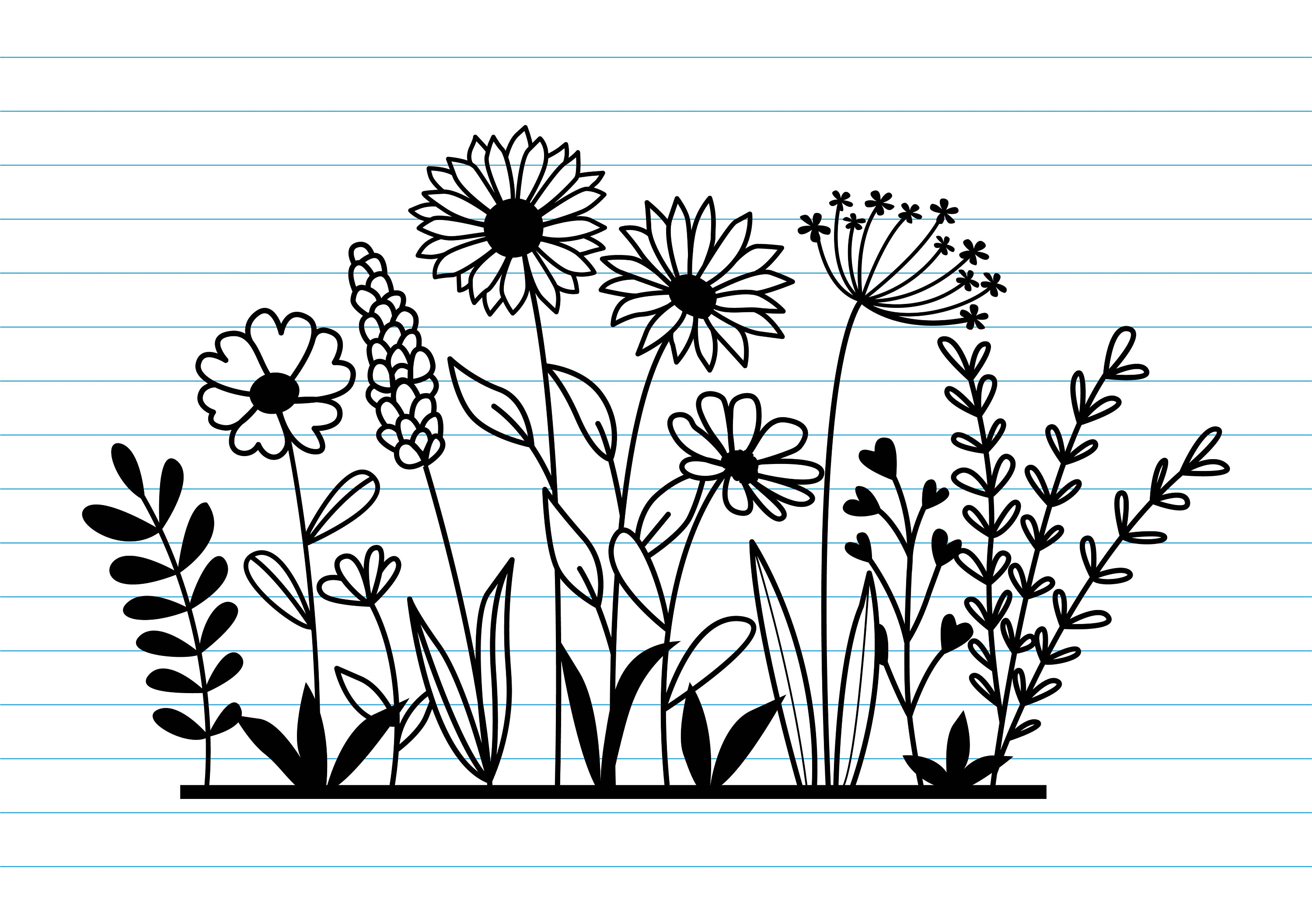 Flower Svg Wildflower Border Svg Wildflower Svg Flowers And