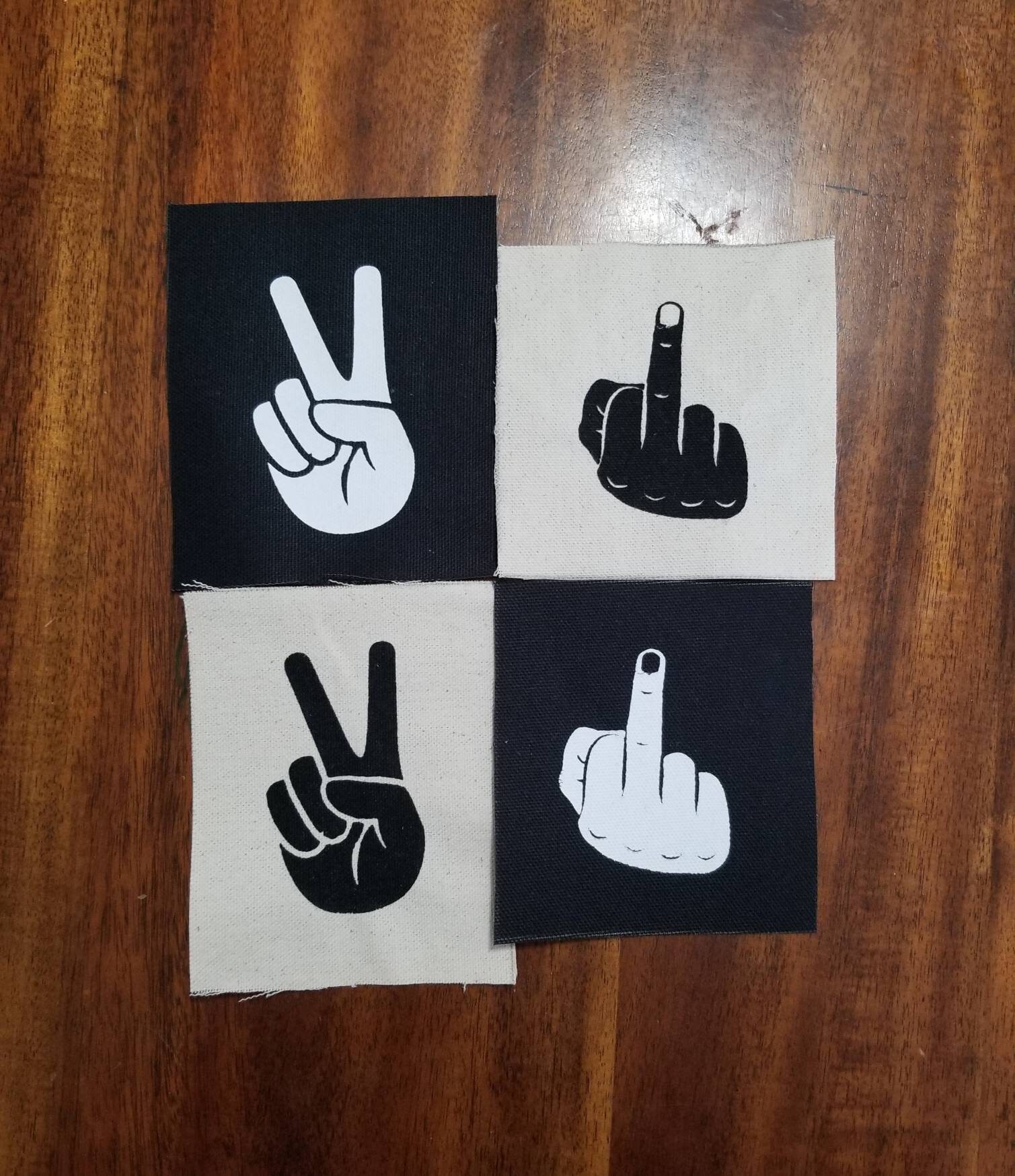 Peace Sign And Middle Finger Fuck You DIY Punk Patch Canvas Etsy