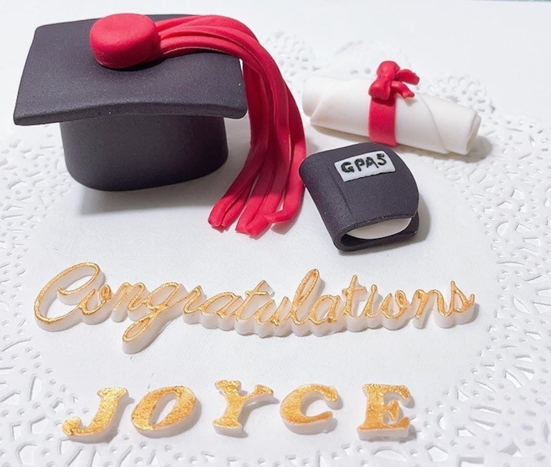 Fondant Graduation cake topper/ graduate cap cake topper / image 1 - backyard graduation party ideas