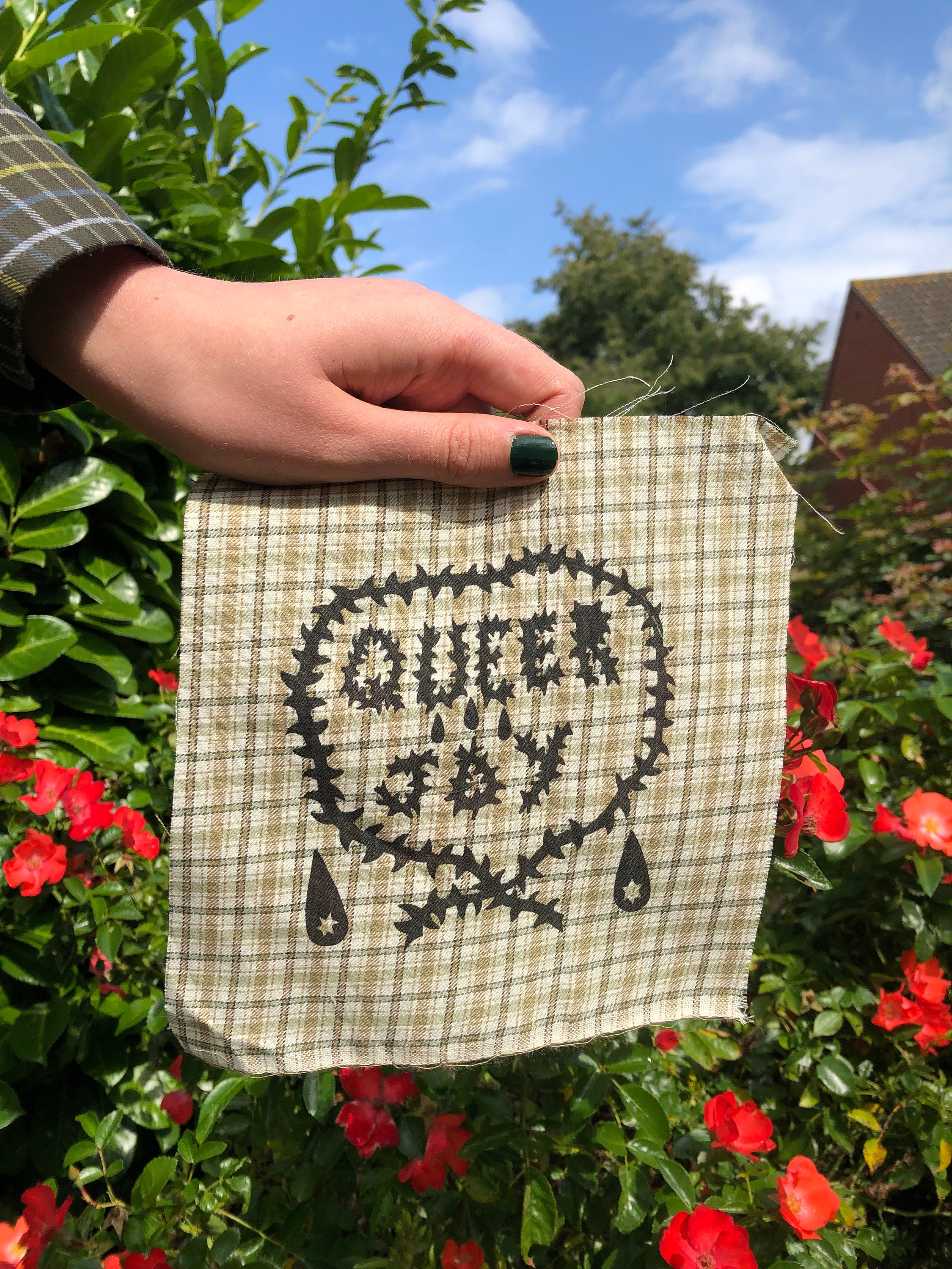 Queer Joy Thorny Patch Screen Printed On Secondhand Fabric