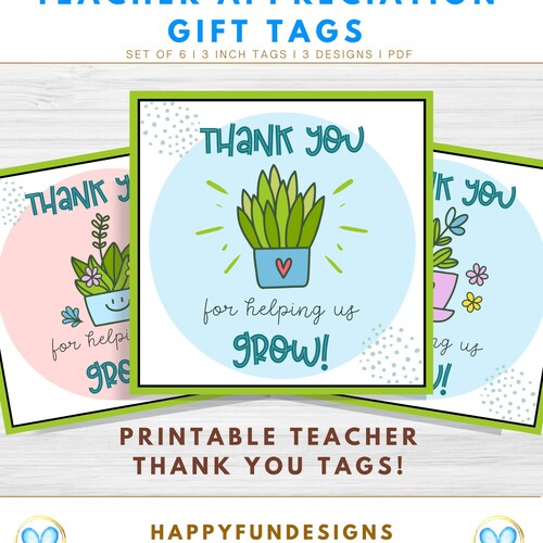 Thank You For Helping Me Grow Gifts For Teachers Teacher Etsy