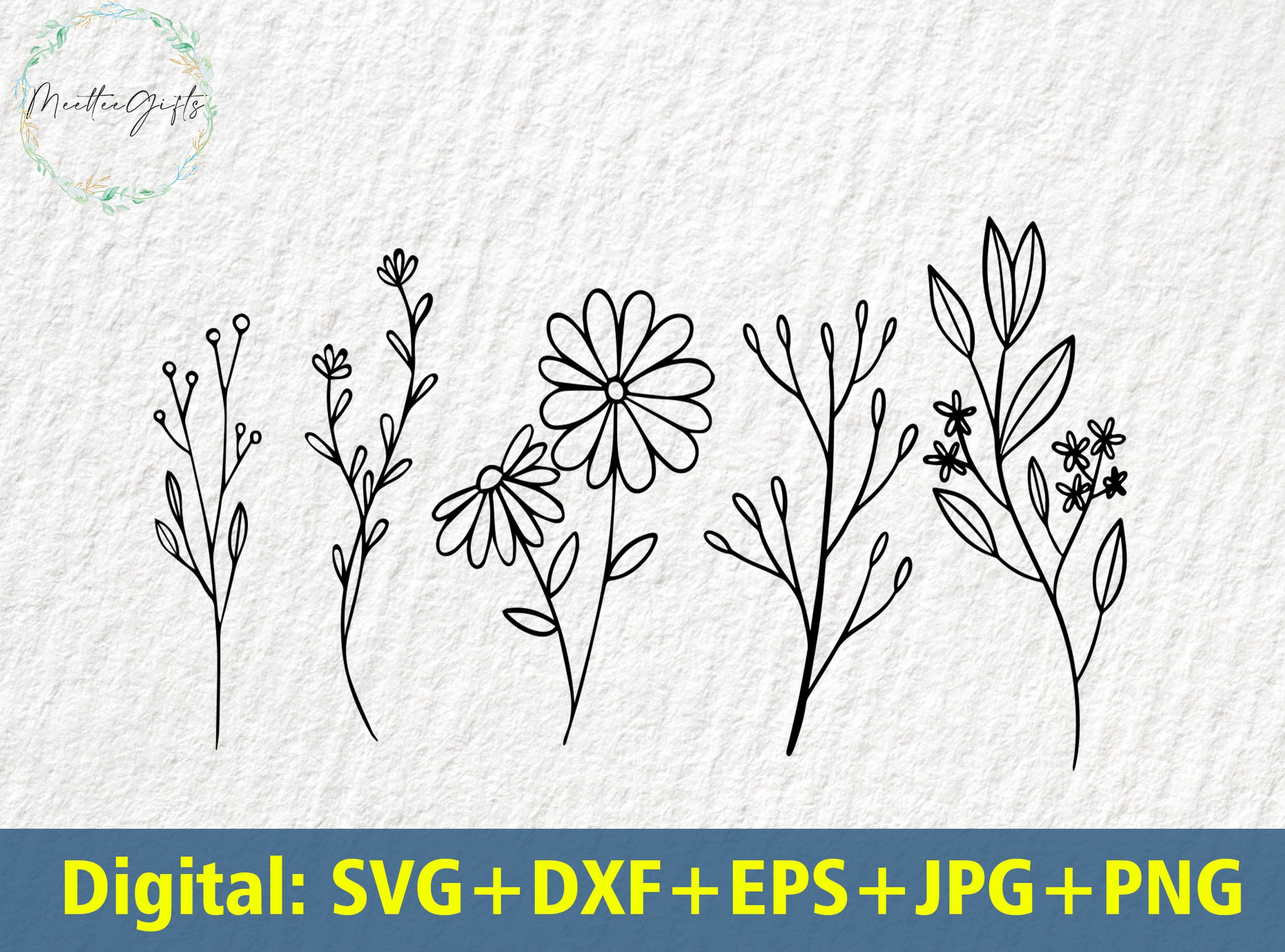 Wildflowers Svg Floral Svg Hand Draw Flowers Svgflowers And Etsy