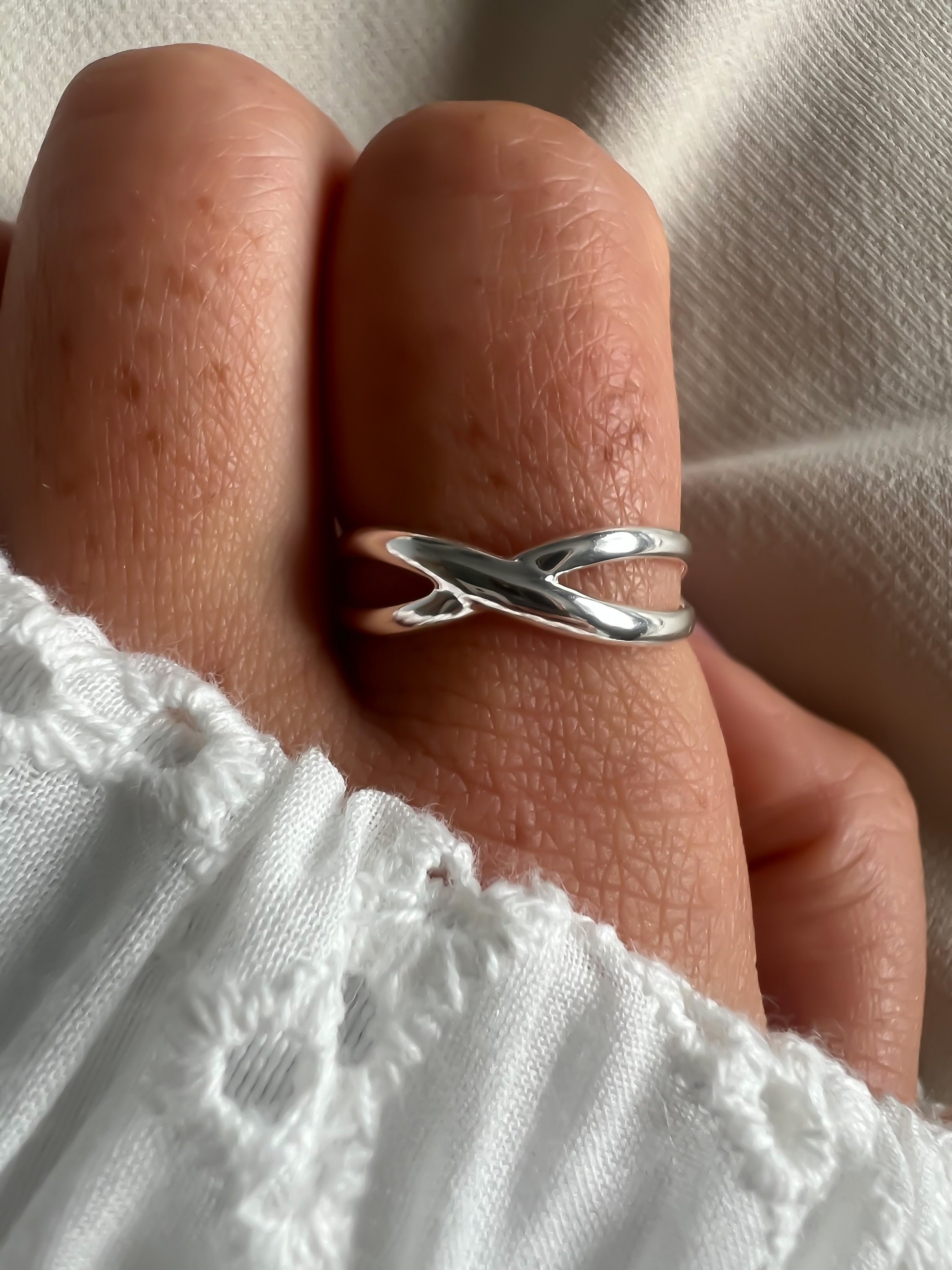 Silver Chunky Cross Ring. Sterling Band Beautiful Statement Ring