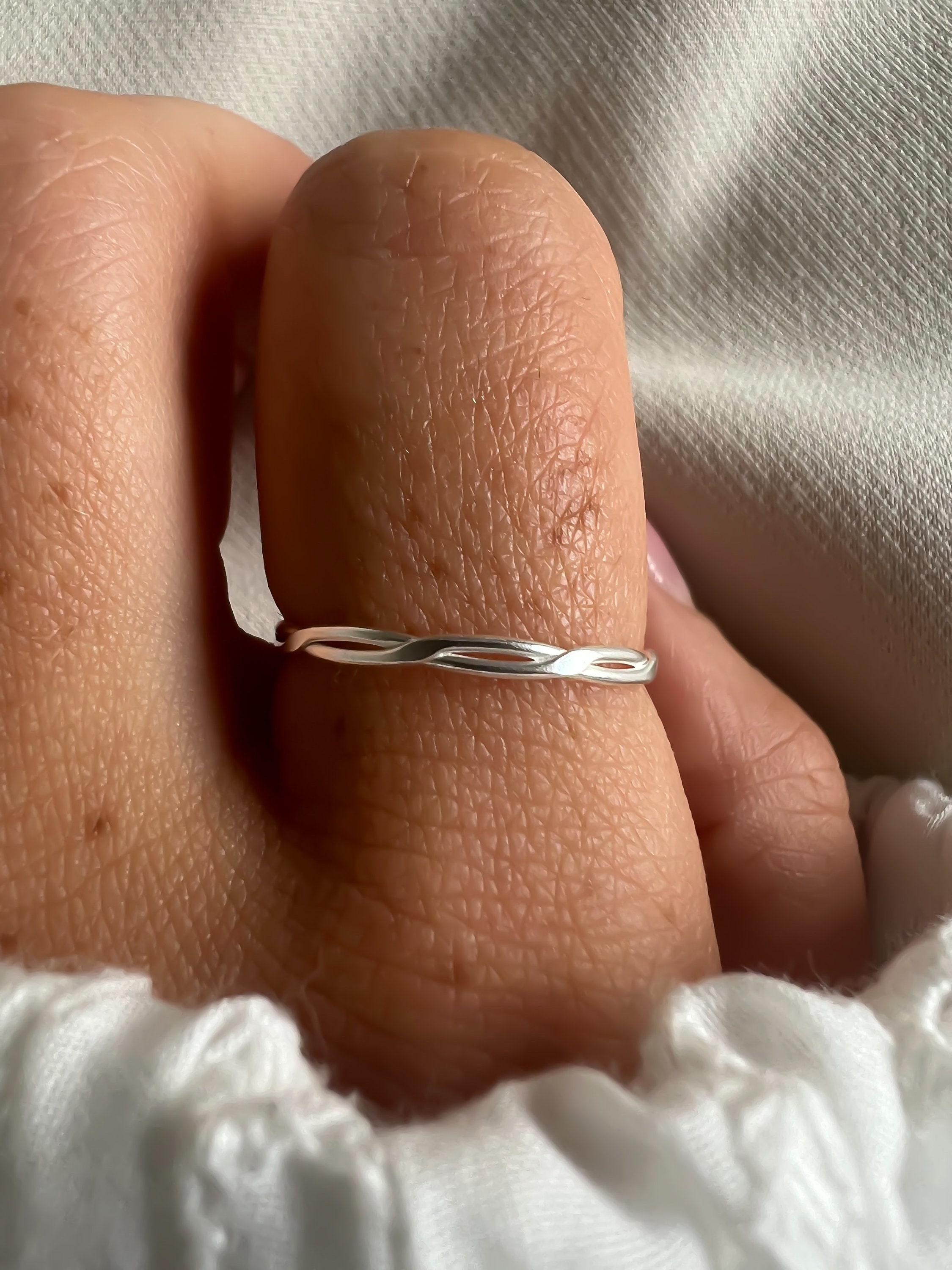 Thin Braided Silver Ring. Dainty Ring, Simple Minimalistic Ring
