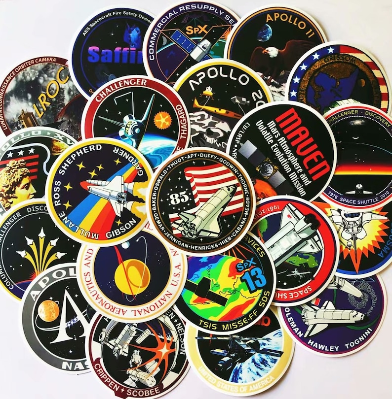 Pcs Nasa Mission Badge Vinyl Stickers Lot Space Shuttle Etsy