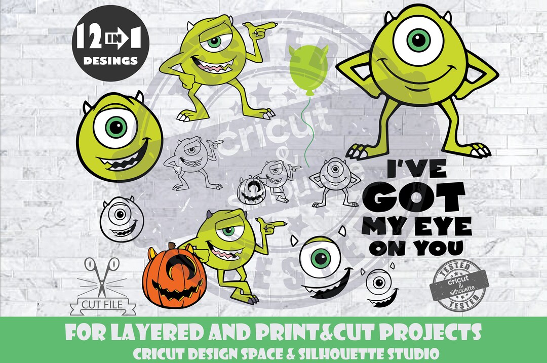 Monsters Inc SVG Mike Wazowski Bundle SVG Design Files For Cricut